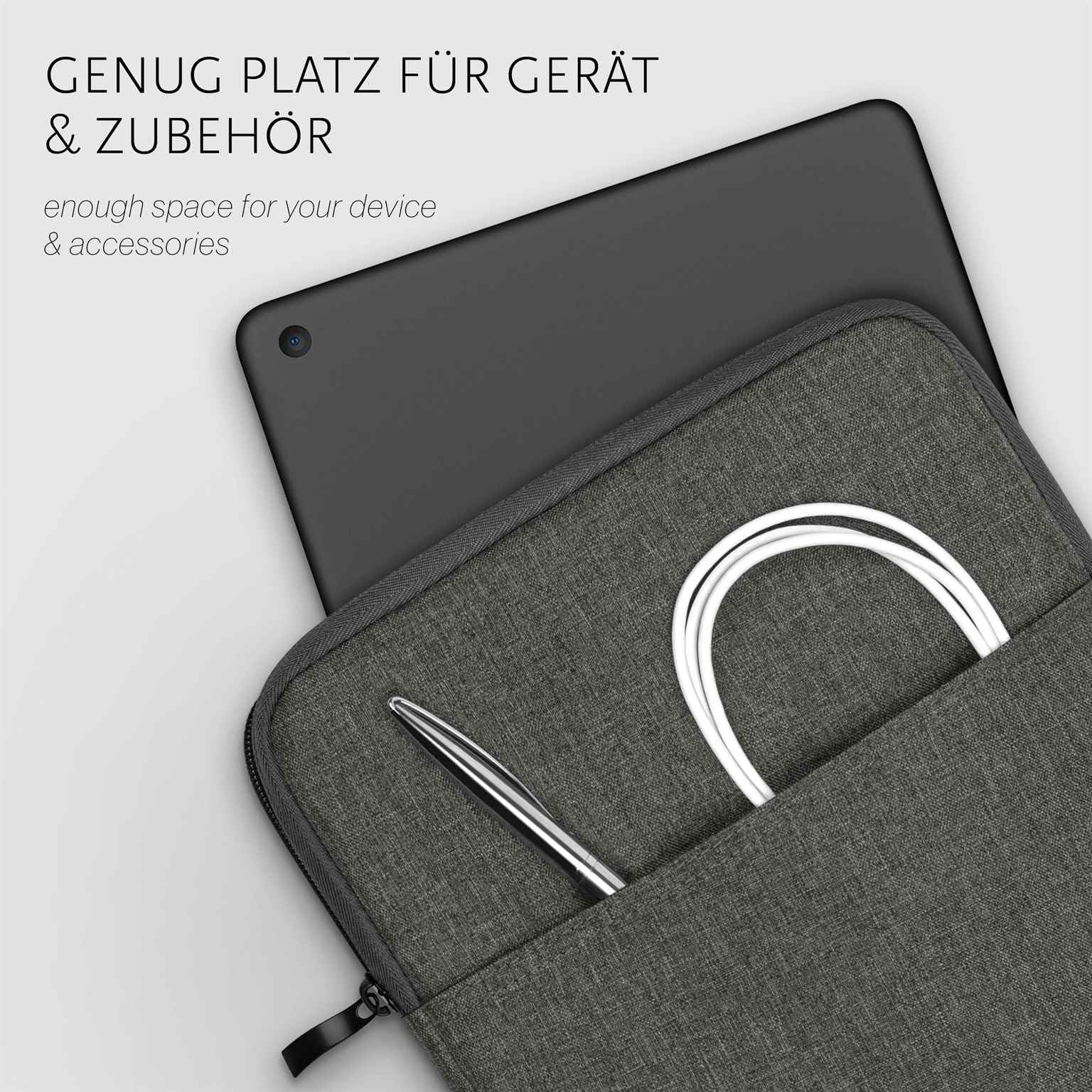 moex Funda para tablet Doogee T10E – Funda con compartimento para accesorios, fibra de poliéster, funda minimalista con cremallera, impermeable, color gris oscuro