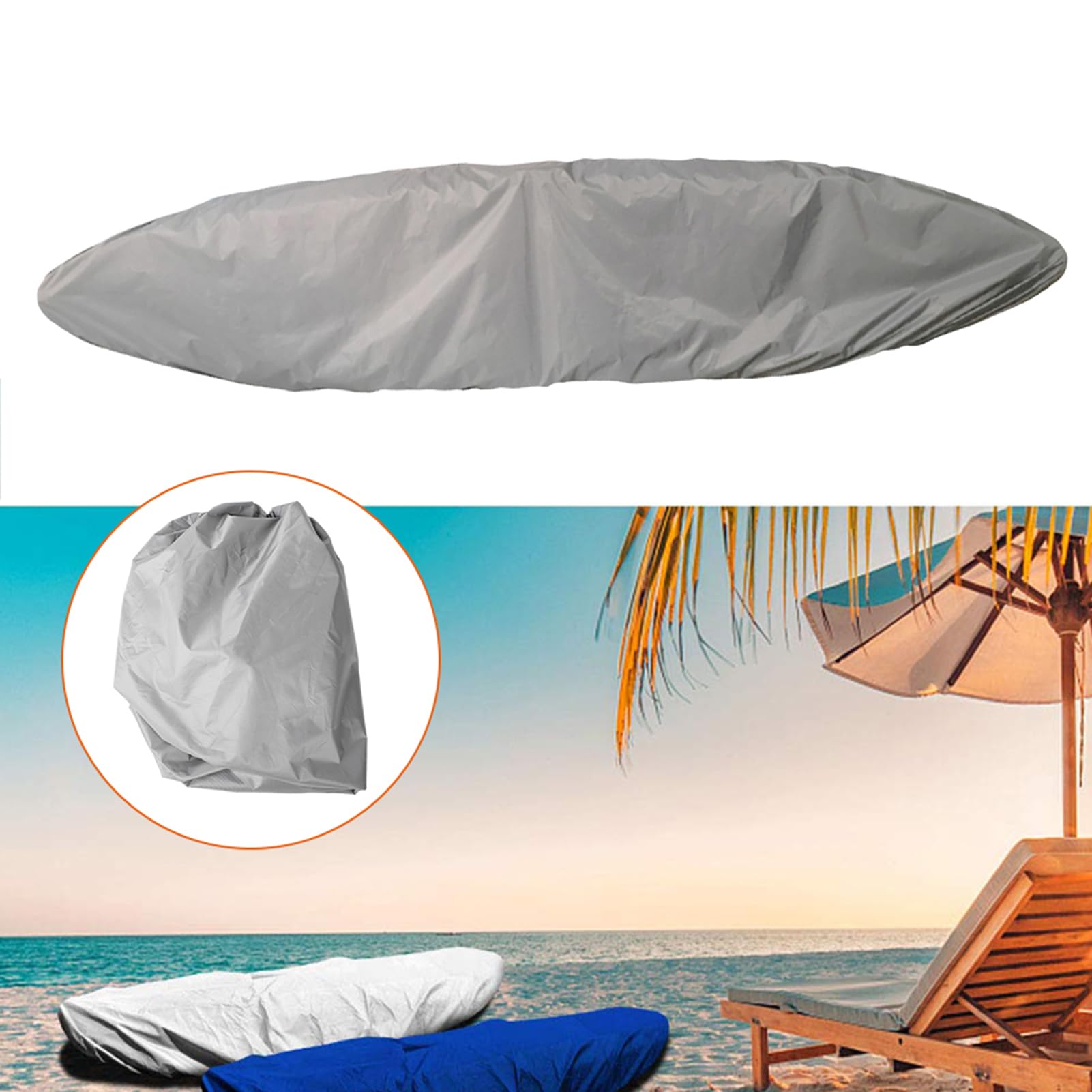 Telo di copertura per kayak, telo di protezione antipolvere per canoa, telo di protezione UV per pozzetto della canoa, teli di copertura per kayak trasportabili su rimorchio per (5,1-5,5 metri)