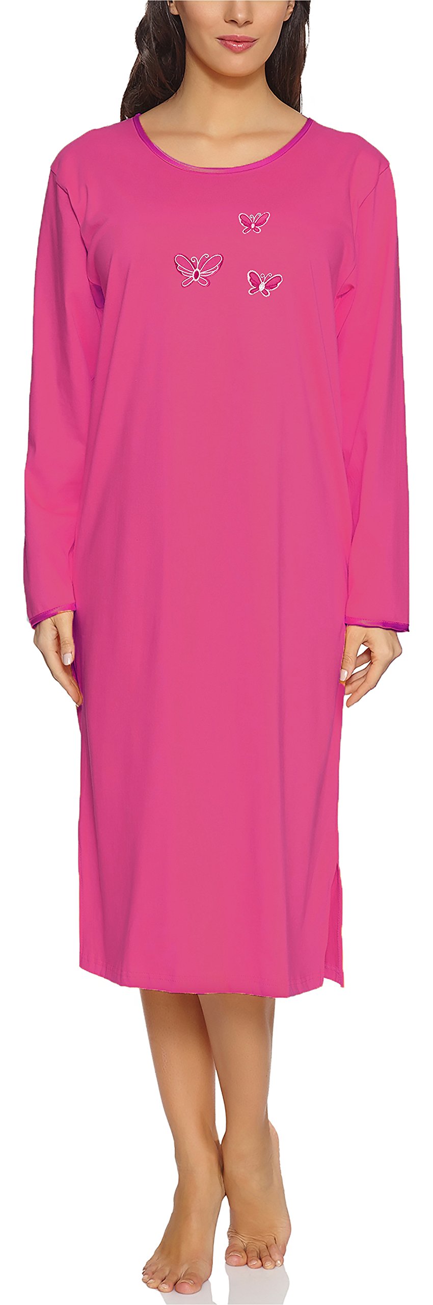 Merry Style Women's Amaranth Long Sleeve Nightdress 91Lw1 ( (Long Sleeve), L)