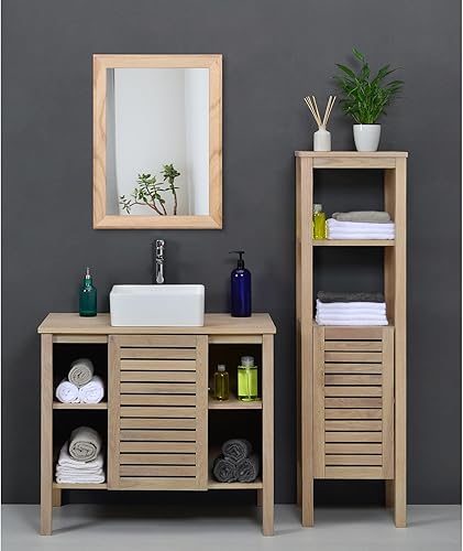 Miniatura 6 de AAZZKANG Espejos rústicos para pared, espejo rectangular con marco de madera, decorativo para granja, dormitorio, baño, sala de estar, pequeño