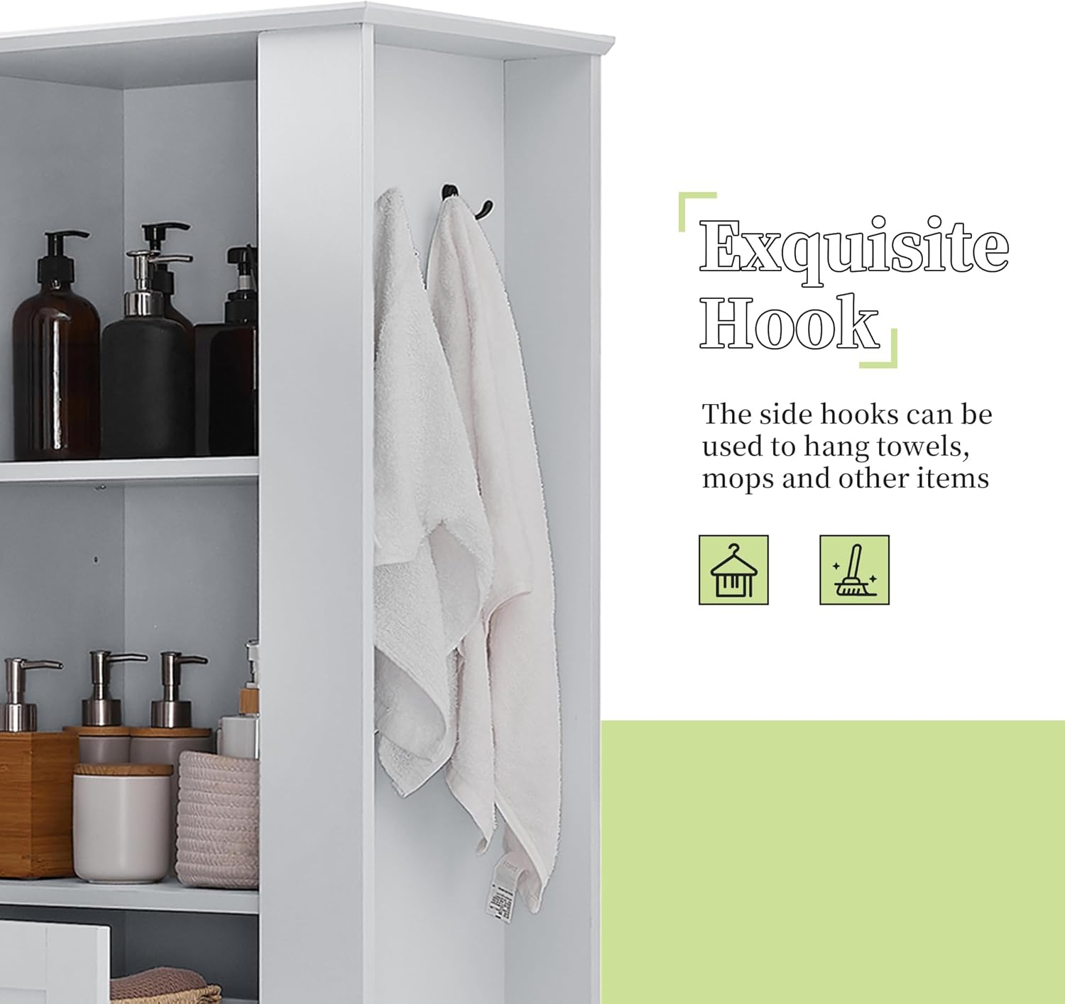 LUMISOL Tall Tilt-Out Laundry Cabinet, Narrow Bathroom Storage Cabinet with Hidden Laundry Hamper Basket, Hooks, Adjustable Shelf, Drawers for Bathroom, Living Room, Kitchen, Gray