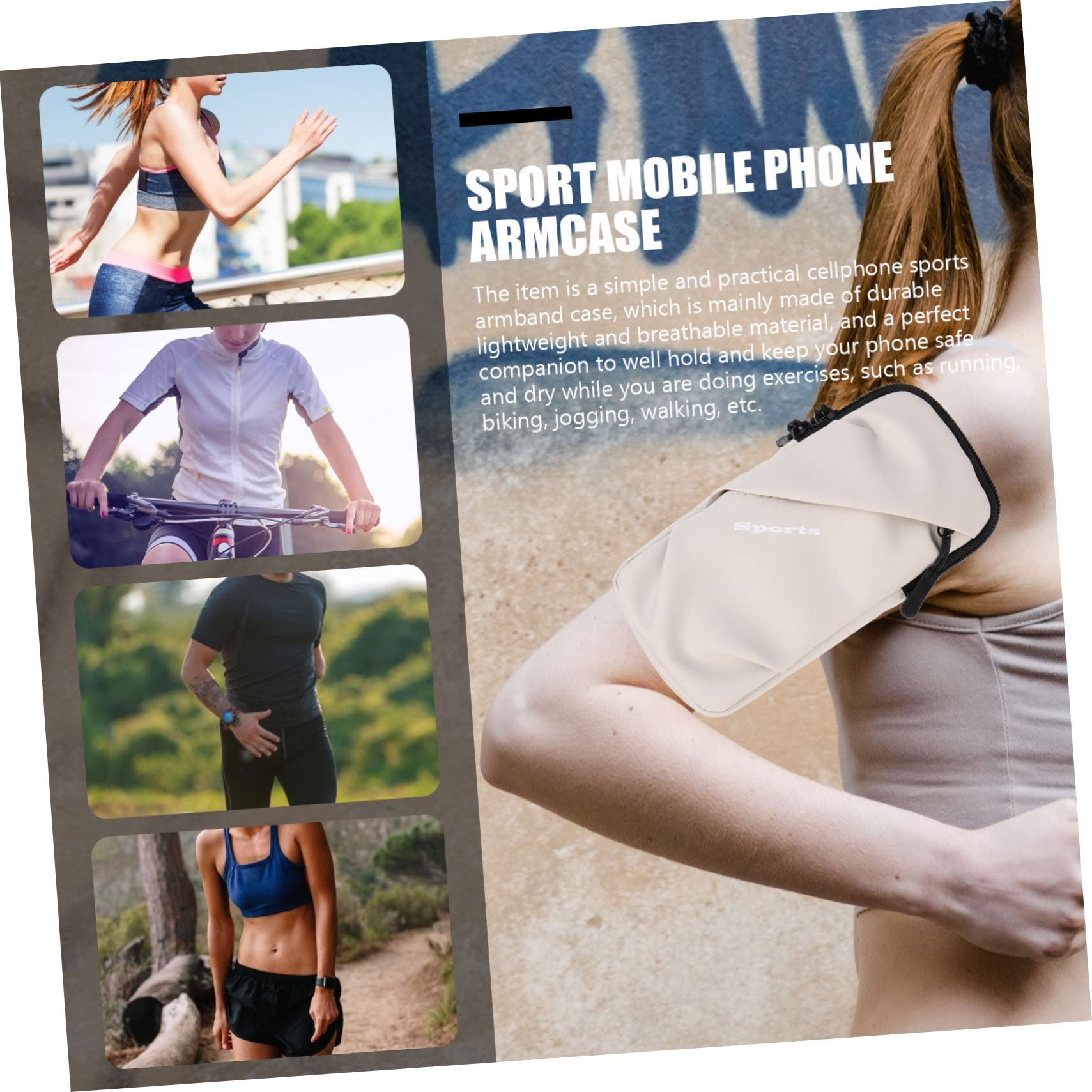 Gatuida 3pezzi Armband Portatelefono Per Custodia Elasticizzata Per Smartphone Pouch Braccio e Attività Grigio