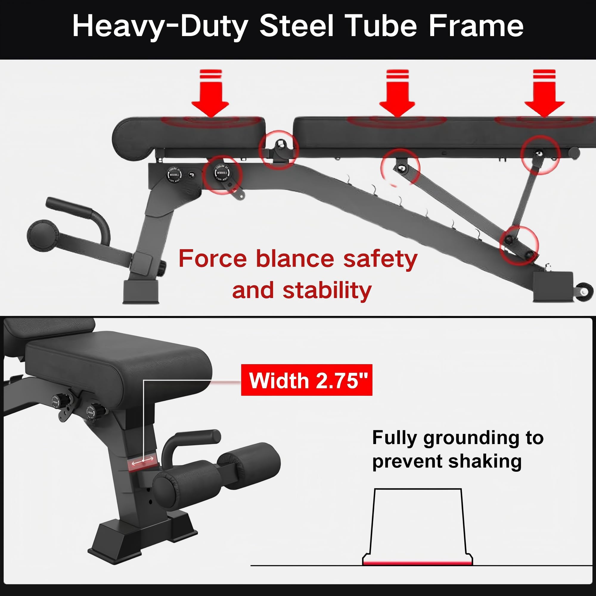 1300 LB Weight Bench With Headrest Heavy Capacity | 9-4-4 90° Adjustable Incline Decline Exercise Chair for Home Gym More Stable and Durable | Foldable Training Lifting Bench | Dragon Flag Handle for Abdominal Arm Workout 2025 New Version