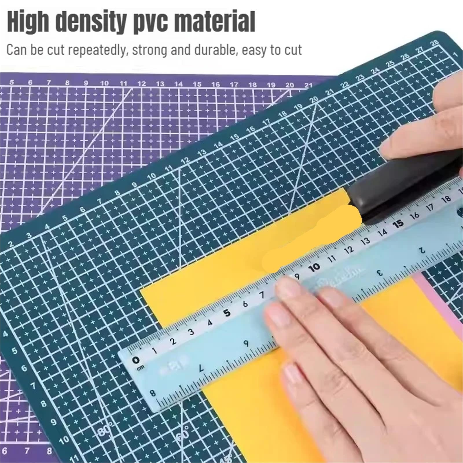 Schneidematte Kunst-Schnitzbrett, Handschneidematte, Kartonschneider, doppelseitig, Gravur-Pad for DIY-Bastelwerkzeug, pädagogisches kulturelles Angebot Büro(Blue-A4)