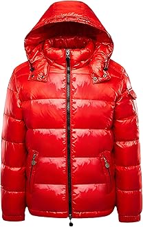 JEsilunmaMY Men's Thermal Shiny Hooded Puffer Jacket Winter Coats Water-Resis...