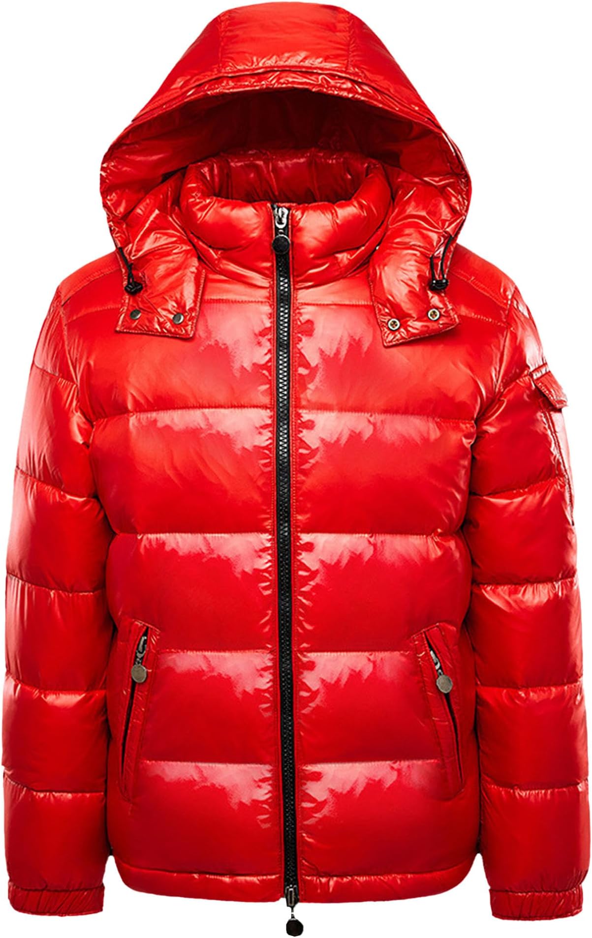 Men's Thermal Shiny Hooded Puffer Jacket Winter Coats Water-Resistant Down Coats Insulated Padded Puffy Coat