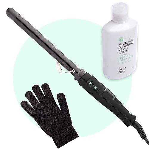 MINT Value Bundle - Crema suavizante hidratante ligera de lujo y varita rizadora de serie profesional, plancha de 34 pulgadas por MINT Barril de
