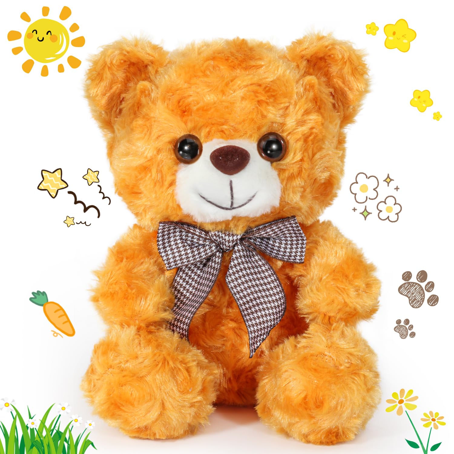 VANLINNY Teddybär, Teddybär Klein Kuscheltier Bär aus Plüsch, Süßes Plüschtier Spielzeug für Jungen und Mädchen, Beste Teddy Bear für Babyparty Deko, Geschenkidee für Kinder & Erwachsene (Gelb,20cm)
