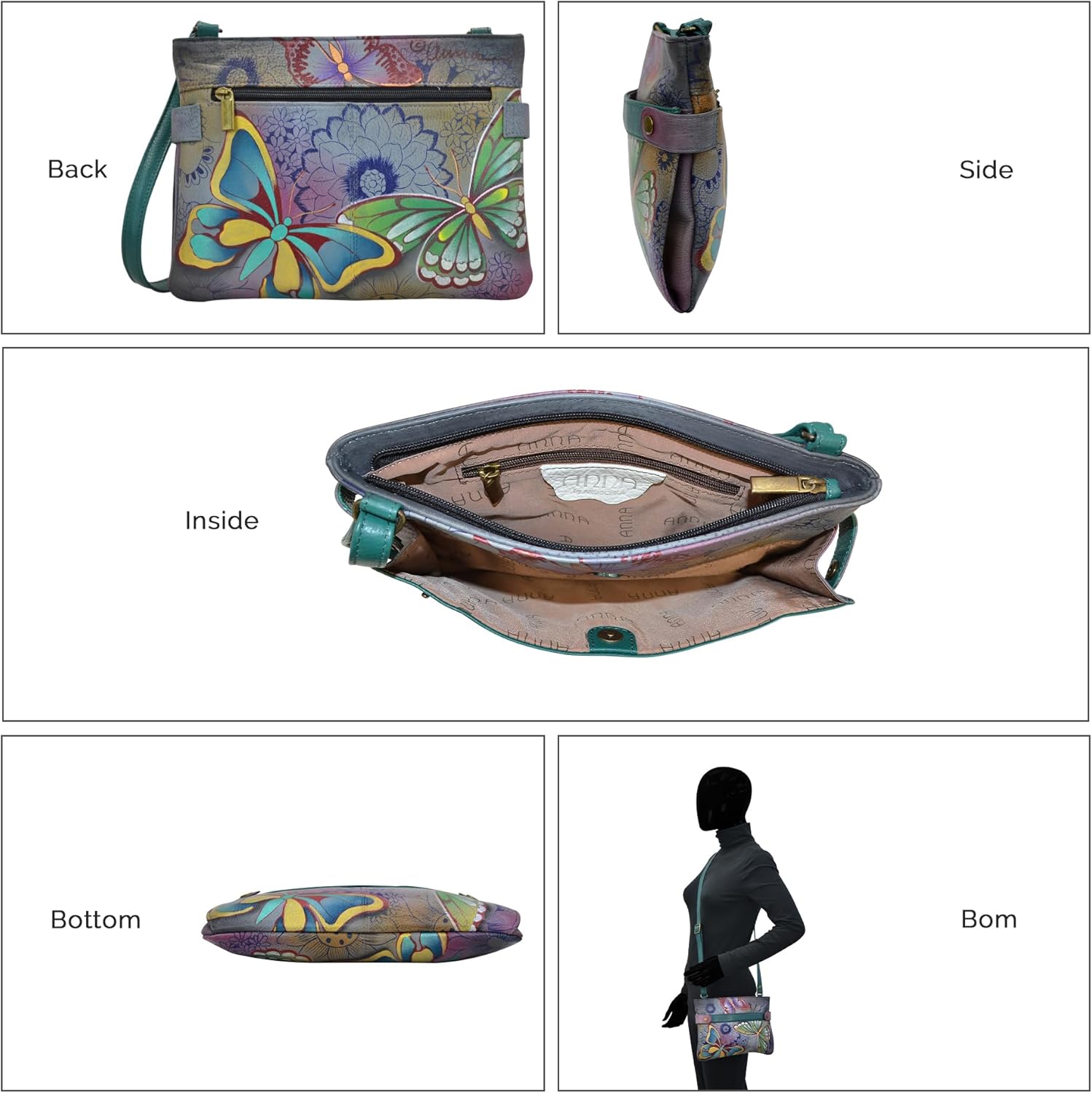 Anna by Anuschka Women's Original Hand-Painted Genuine Leather Medium Crossbody - Image 3