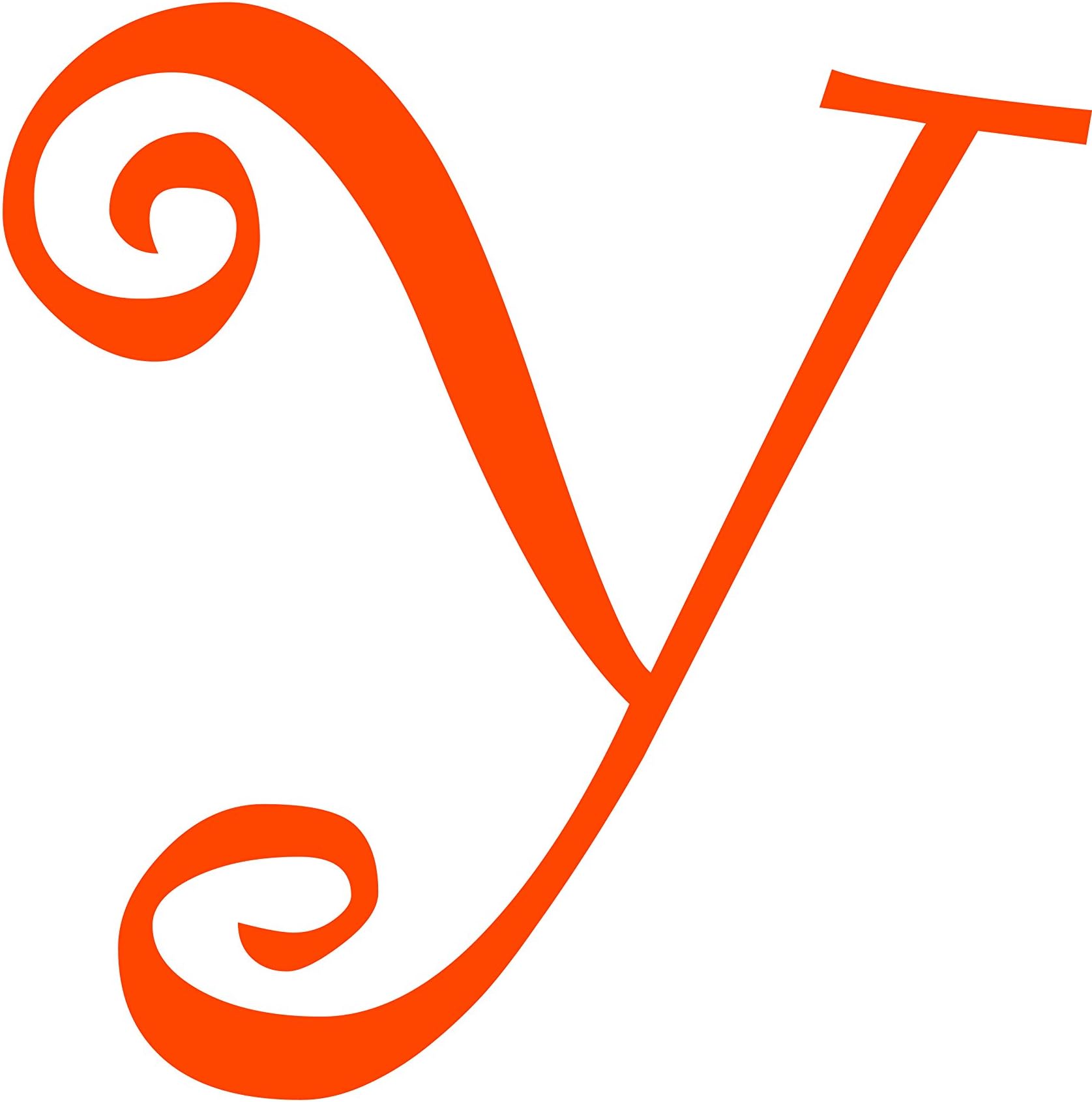 Eyecandy Decals Y - Monogram Letter CURLZ 5" Tall Decal Sticker Orange