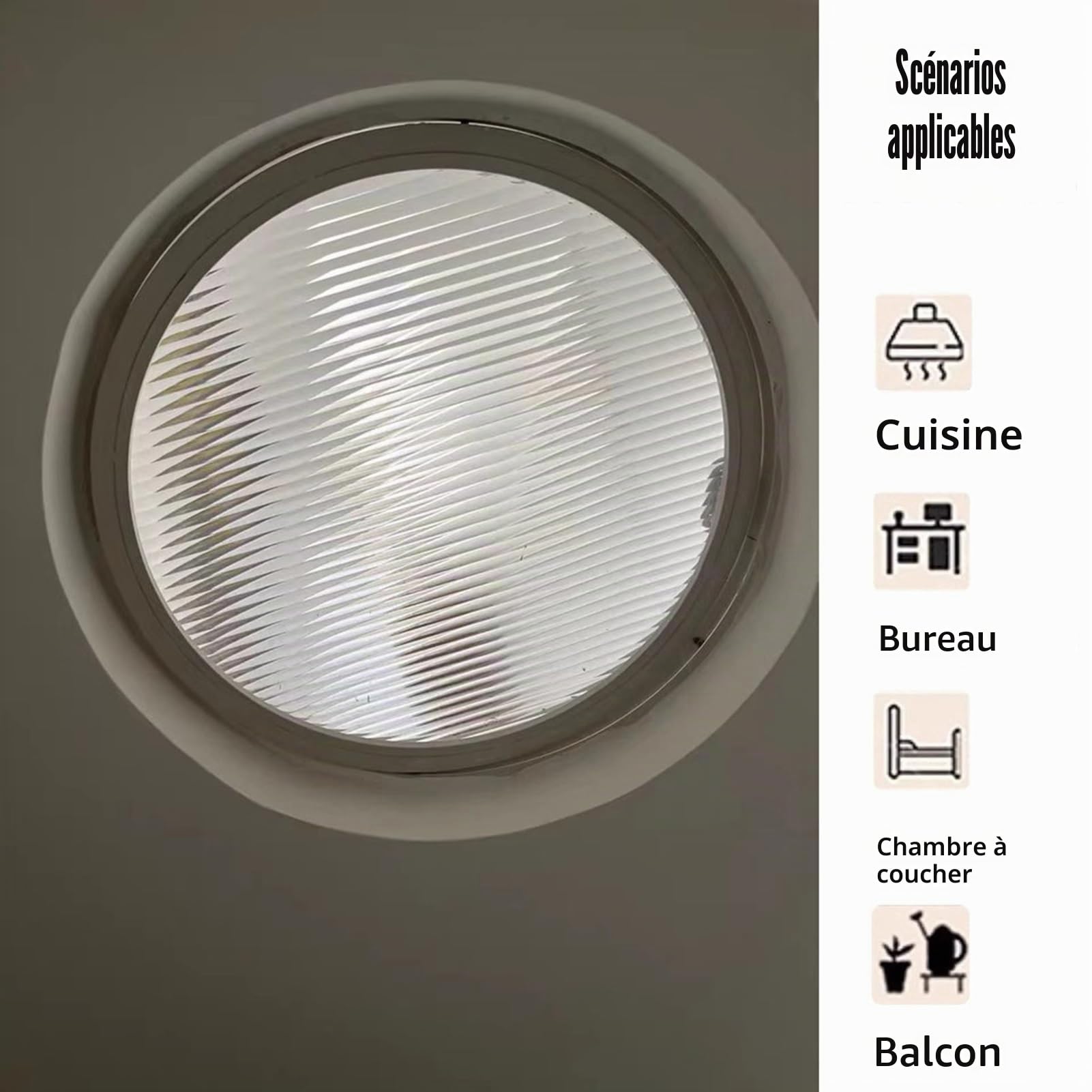 FenêTre Coulissante Fenêtres de hangar rondes rotatives à 360°, hublots en alliage d'aluminium et verre trempé rayé, fenêtre décorative de ventilation avec poignée(White,60cm/23.6")