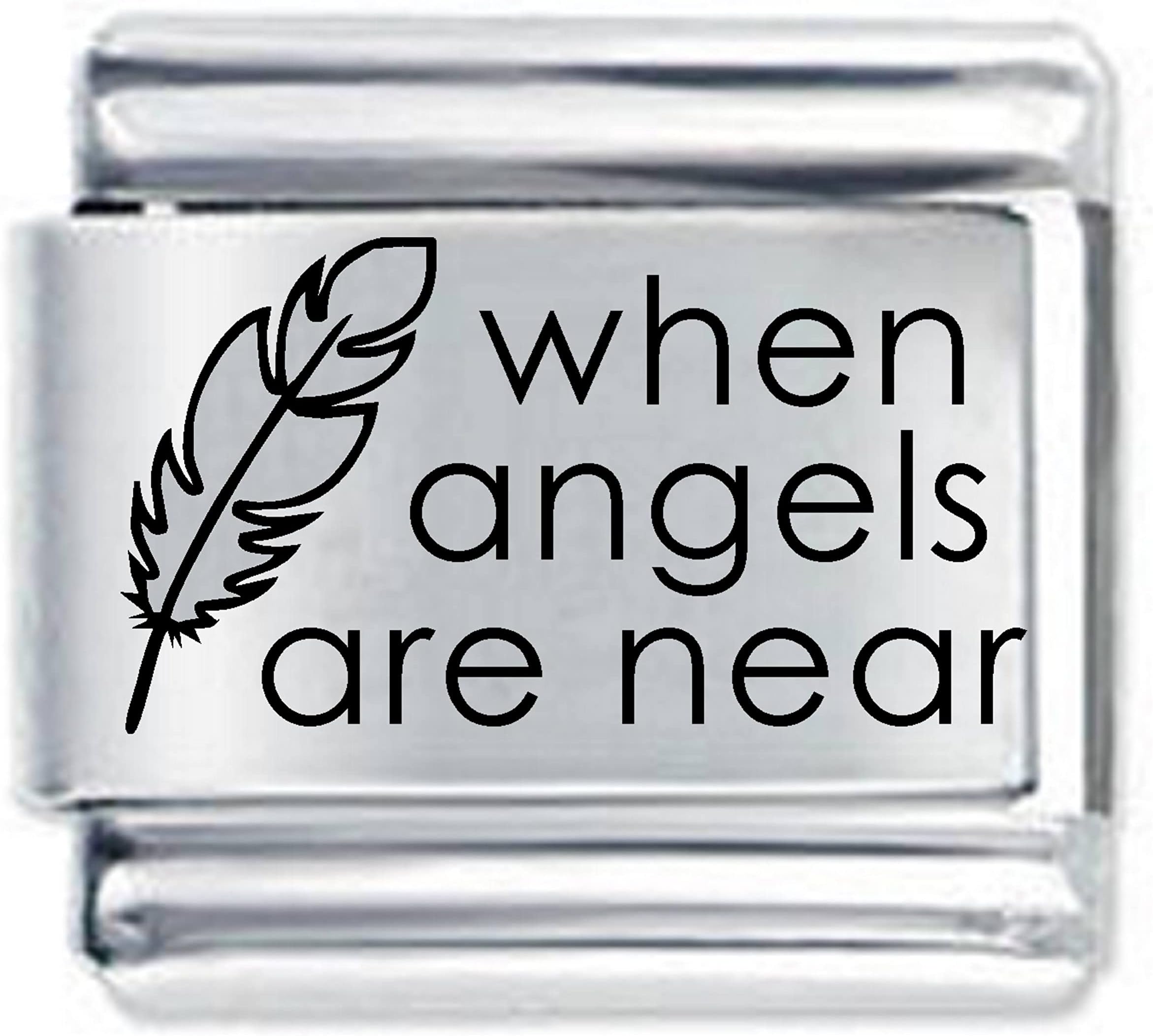 When Angels are Near Etched Italian Charm - fits 9mm Italian Style Charm Bracelets Charms