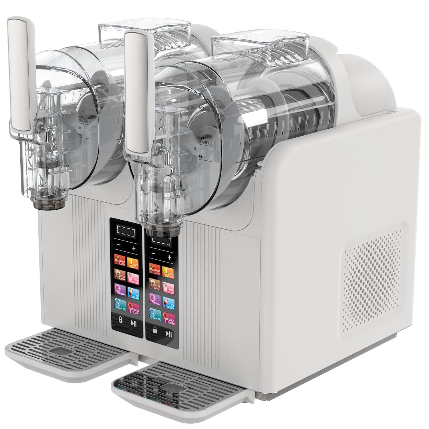 GTANND 7-In-1 Slushie Maker Machine,Soft Serve Ice Cream Maker,Twin-Cylinder Touchscreen Smoothie Maker,Preparation Time:Approximately 20-30 Minutes,One-Touch Automatic Cleaning White