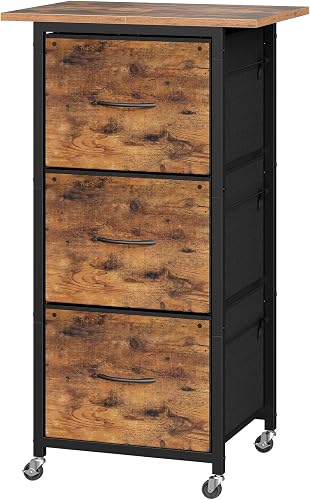 MAHANCRIS 3 Drawer File Cabinet, Vertical Filing Cabinet with Wheels, Printer St