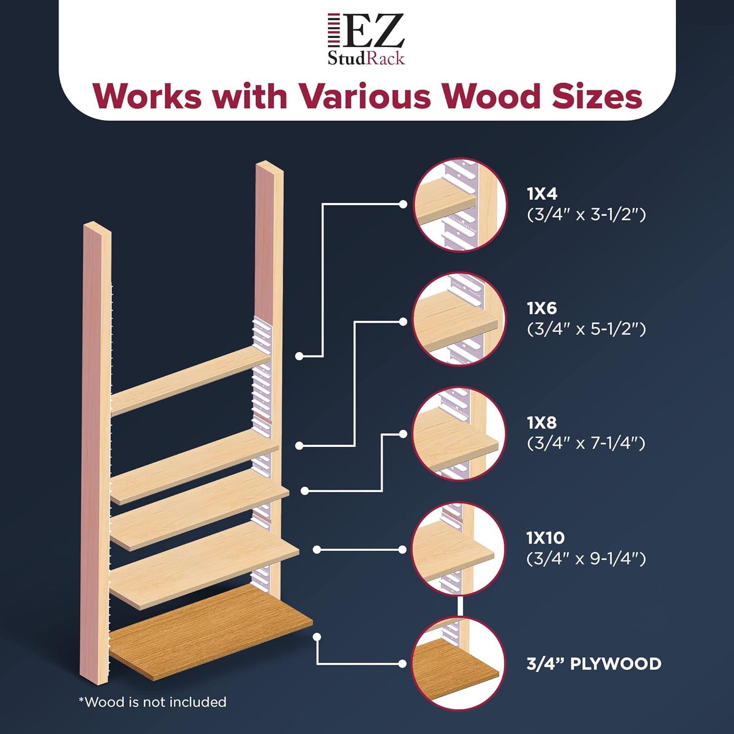 EZStudRack Shelf Bracket - Shelf Brackets for Wall - Wall Mount Shelf - Floating Shelf Hardware - Shelving Brackets for Home - Garage Shelf Brackets - Wood Not Included - 32 Pack (16 Pair) White