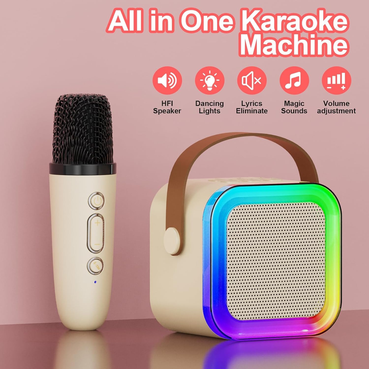 Storio Rechargeable Wireless Mini Portable Bluetooth Karaoke Machine | Bluetooth Speaker with Microphone & LED Lights - Kids Music Singing Toys for Girl Boy Birthday Gift Ideas 1