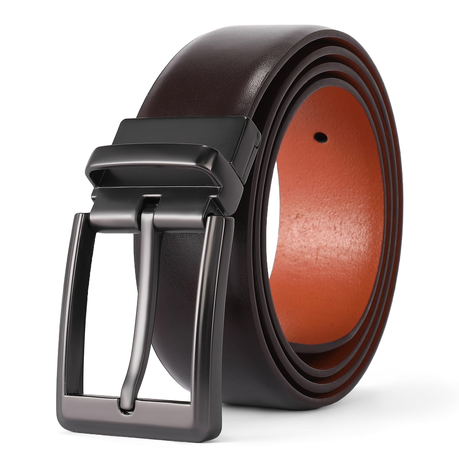 FALAN MULE Men's Leather Dress Belt - Classic & Fashion Belt with Prong Buckle for Men