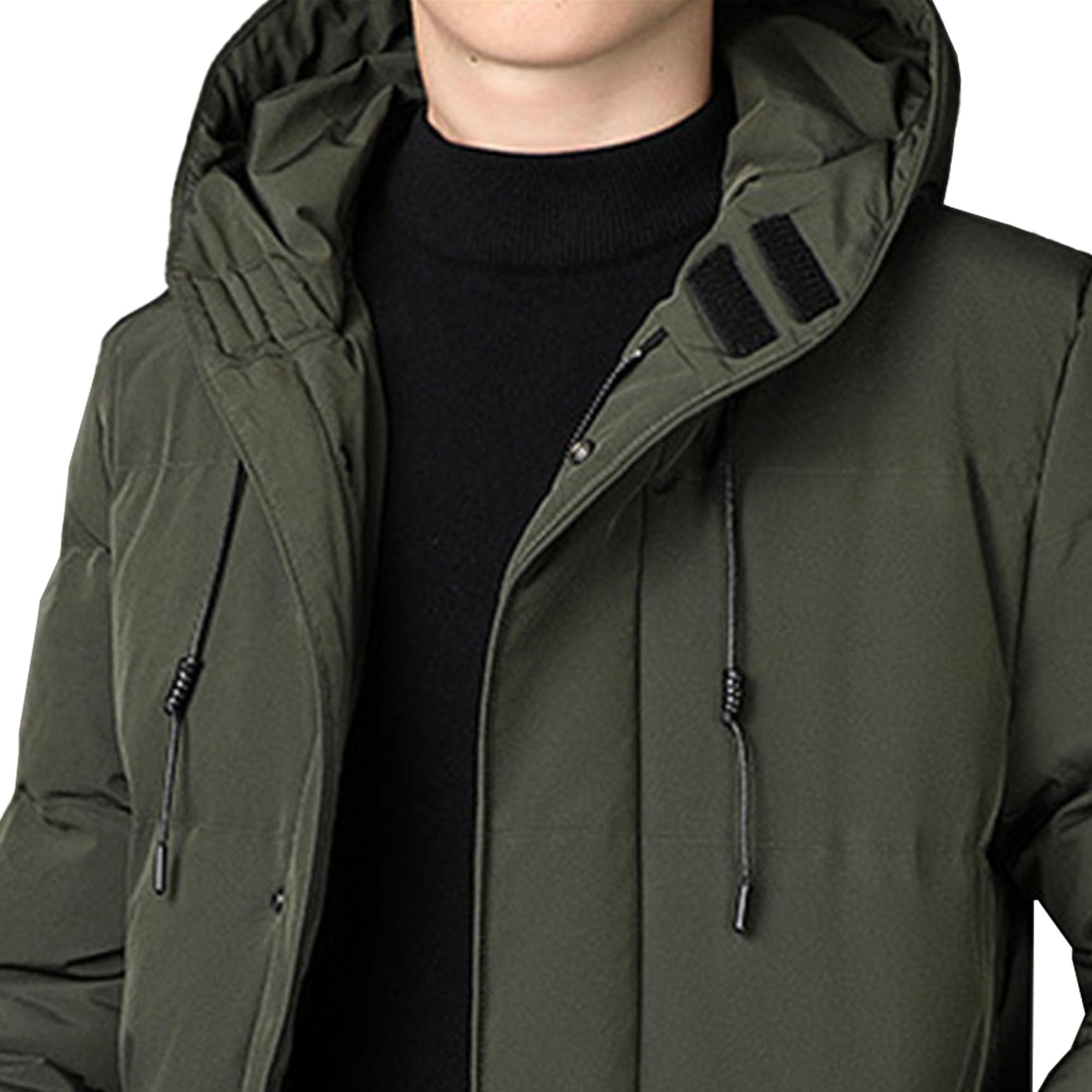 ZDJSWJ Hombres Invierno cortaviento largo abajo chaqueta chaqueta impermeable con capucha más acolchada chaqueta acolchada cálida acolchada