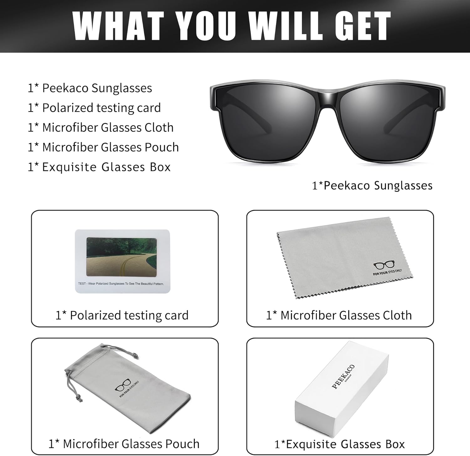 Polarized Sunglasses Fit Over Glasses for Women Men, Oversized Square Summer Shades UV400 Protection - Image 6