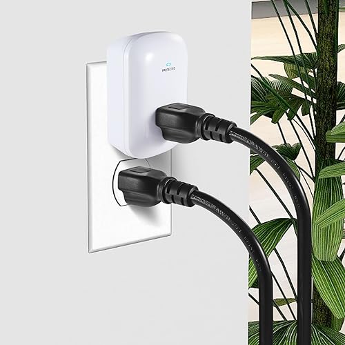 Miniatura 7 de Enchufe protector de sobretensión, adaptador de enchufe de pared con luz indicadora, 1 tomacorriente, 2200 julios15A1875W, blanco, paquete de 2