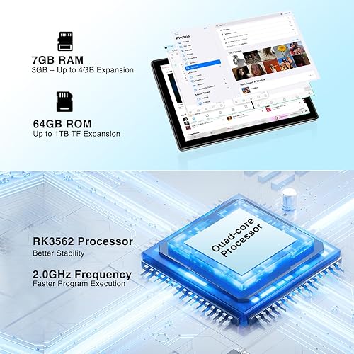 Miniatura 3 de DOOGEE Tableta U9 Android 13 de 10 pulgadas, tableta Android de 1 TB Expand64 GB ROM con procesador de cuatro núcleos, WiFi 2.4G5G, altavoces