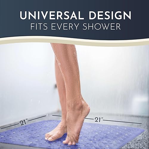 Miniatura 2 de homerella Tapete de ducha antideslizante antideslizante para cabina de ducha interior, tapete de ducha antideslizante cuadrado de 21 x 21 pulgadas