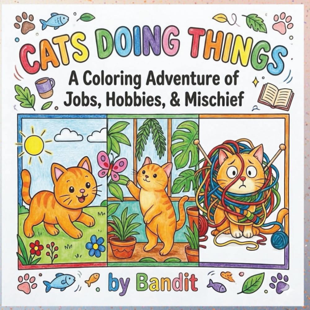 Cats Doing Things: A Coloring Adventure of Jobs, Hobbies , & Mischief