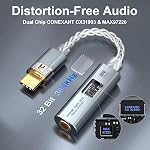 USB C à 3.5mm Adaptateur audio avec double puce CX31993 MAX97220 DAC & HiFi Amplificateur d'écouteur, Type C à Amplateur Casque Aux avec USB-A Adaptateur pour iPhone 17/16, Android, PC, - C'est pas vrai. iPad, PS5
