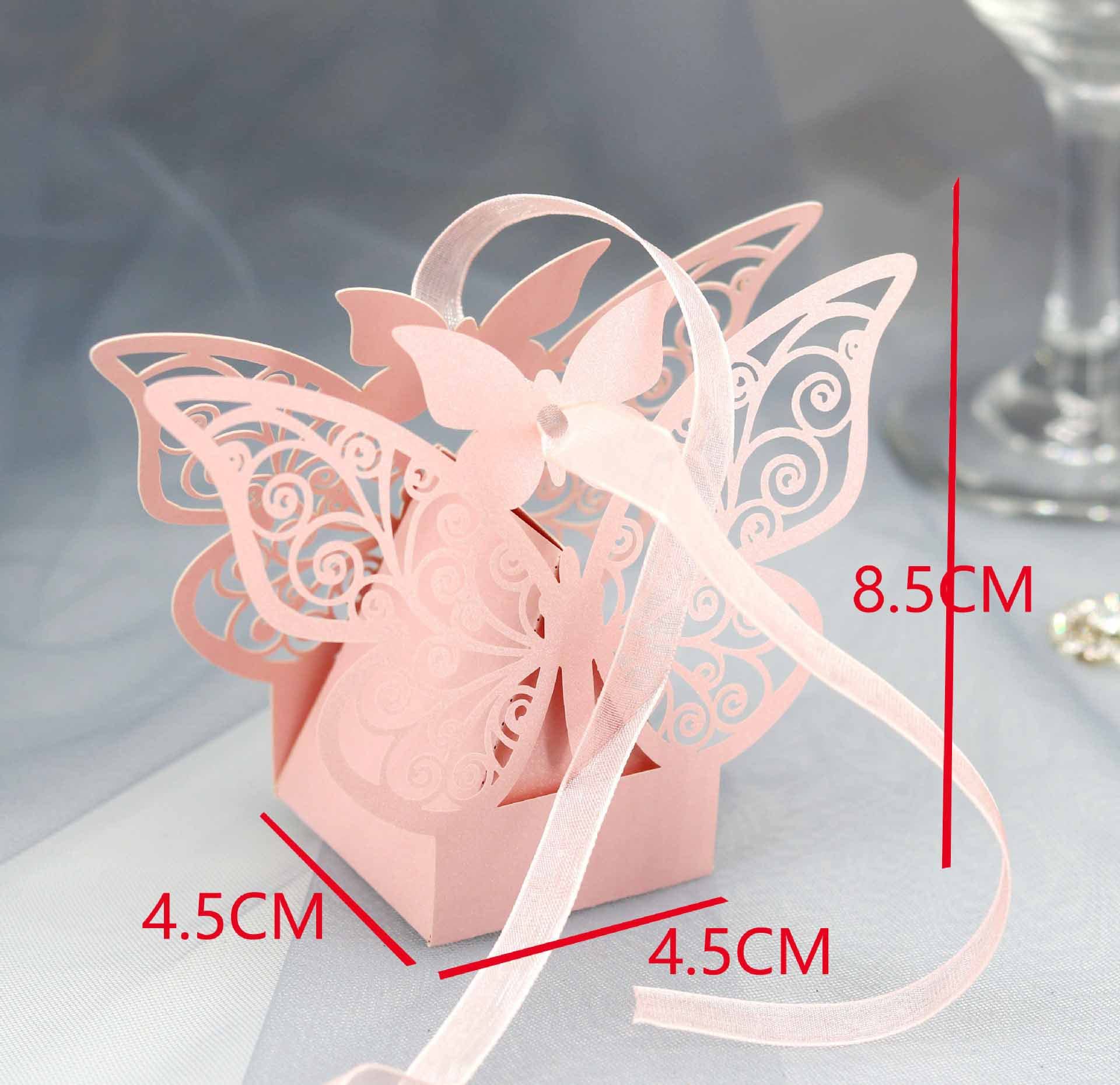 100 scatole di caramelle a forma di farfalla, per matrimoni