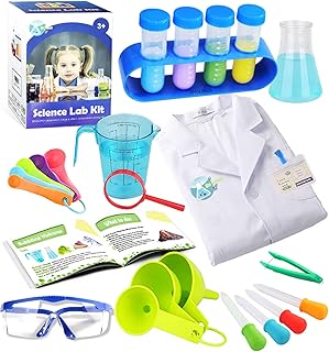 UNGLINGA Science Experiment Set for Children, Scientists Lab Coat for Dressing Up and Role Play, Toy, Gift for Children Aged 5 - 11 Years
