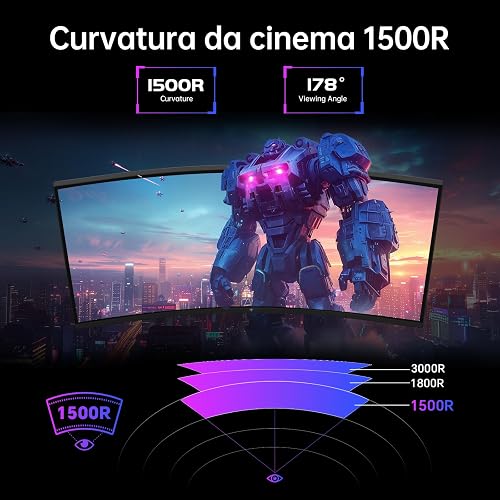 KTC Curved Gaming Monitor 32 Inch | QHD@185Hz (OC) | 1ms Response Time | HVA Panel, 1500R Curvature | 96% DCI-P3, 99% sRGB, 1.07 Billion Colors | HDR10 | VESA 100×100mm | Low Blue Light | H32S5 - 3