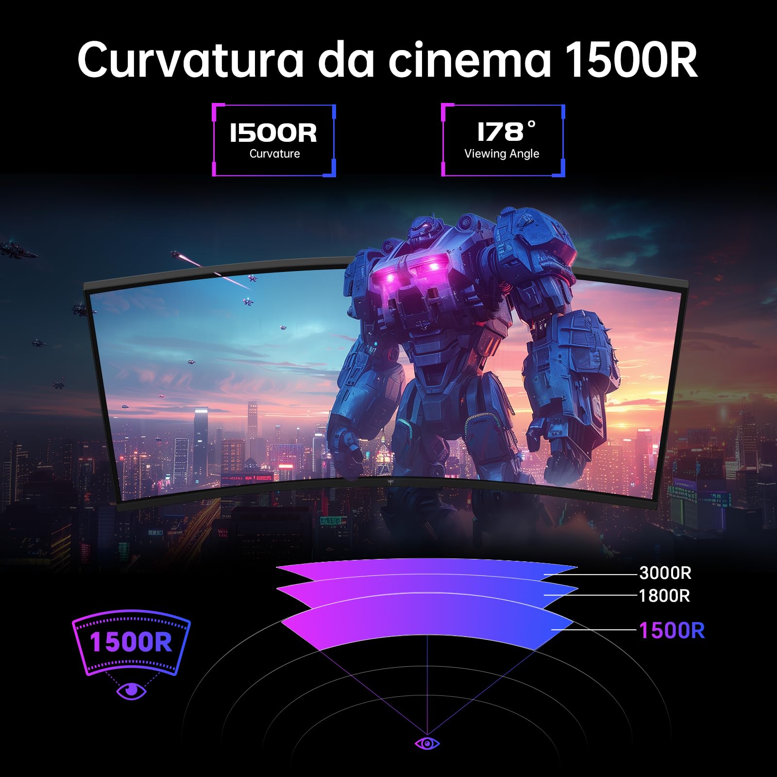 KTC Monitor Gaming Curvo 32 Pollici | QHD@185Hz (OC) | 1ms | Pannello HVA, Curvatura 1500R | 96% DCI-P3, 99% sRGB, 1,07 Miliardi di Colori | HDR10 | VESA 100×100mm | Low Blue Light | H32S5
