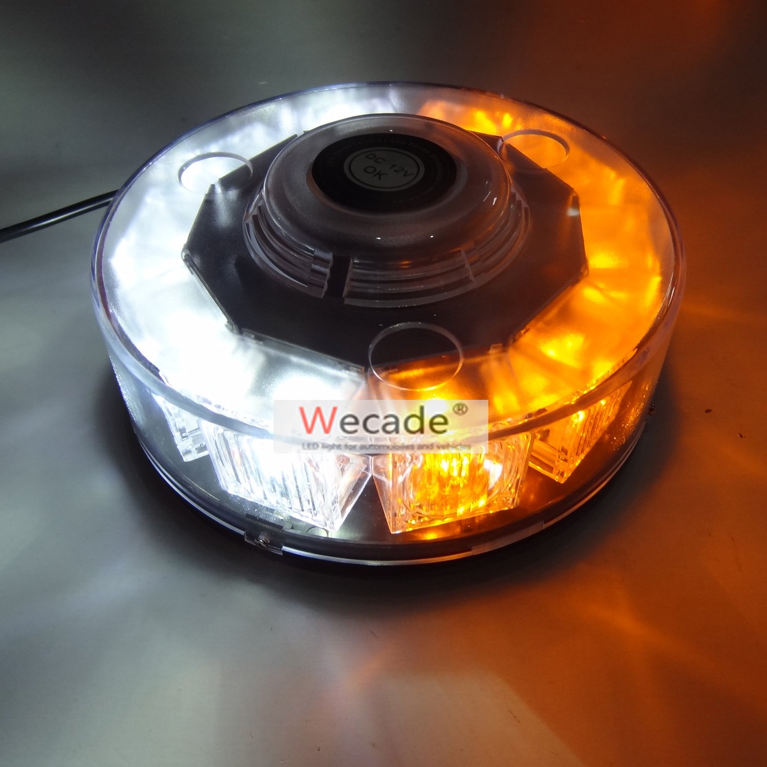 Wecade High Intensity 10 LED 30W Volunteer Firefighter Emergency Vehicle Magnetic Mount Strobe/Flash Beacon Warning Light (Amber/White)