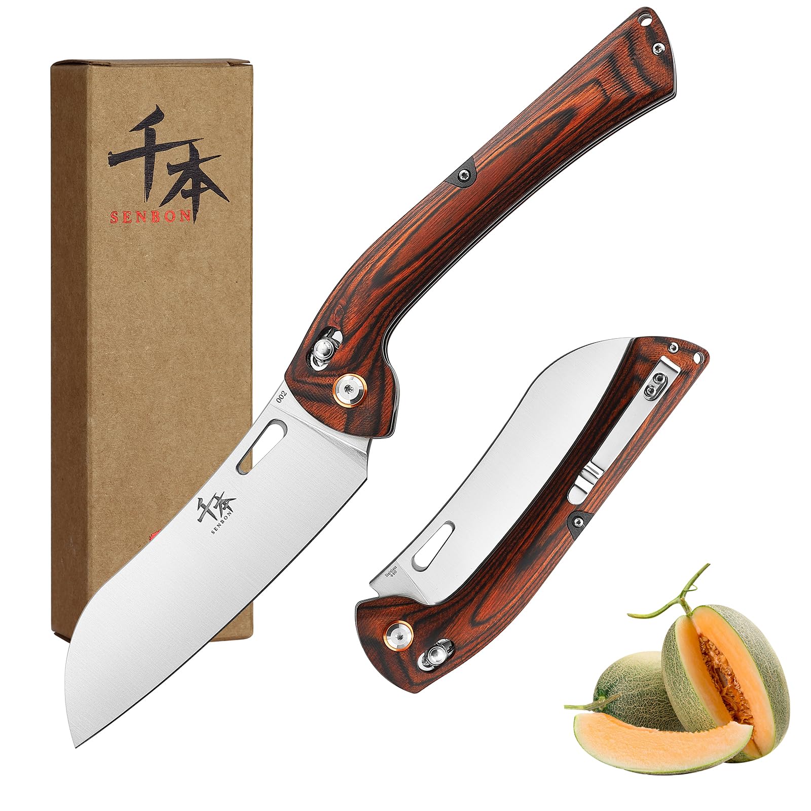 SENBON 440A Stainless Steel Lightweight Ultra Sharp Pocket Folding Chef Knife Peeling Practical Knife Fruit Knife Handle Camping Barbecue Journey
