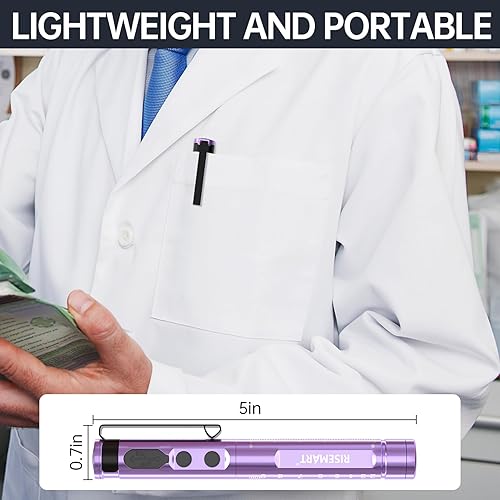 Vista 28 de RISEMART Luz de bolígrafo para enfermera, luz LED médica recargable, blanco cálido/frío y atenuación continua, luz médica portátil para enfermera