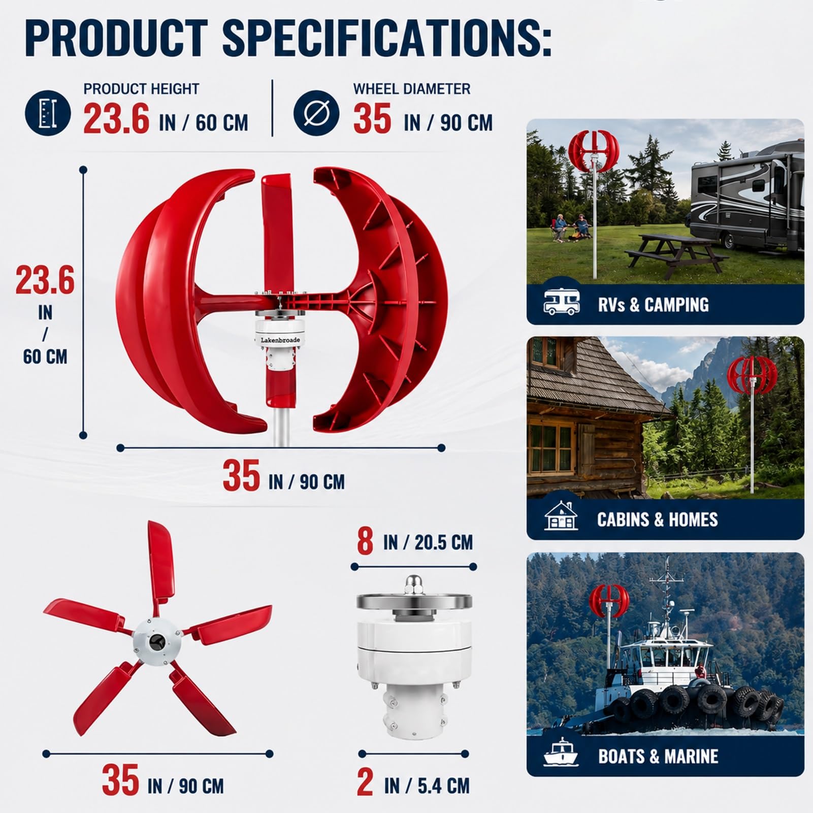 Generator Energii Wiatru,500W z Nylonowymi Łopatami i IP54