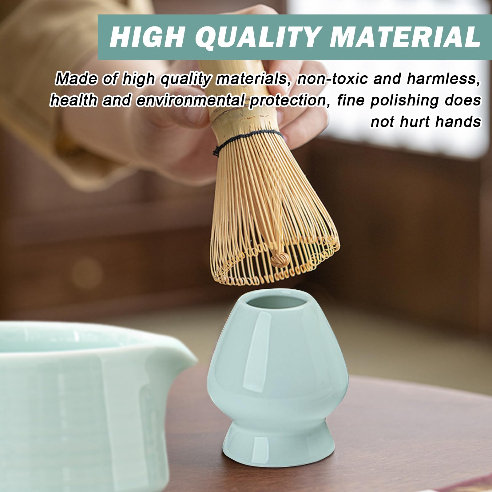 Frustino Matcha Matcha Set Di Frusta Matcha Wyety Matcha, Frusta Per Matcha, Set Da 4 Pezzi, Con Whisky Matcha, Ciotola, Cucchiaio Per Matcha E Porta Frusta, In Ceramica Set Matcha