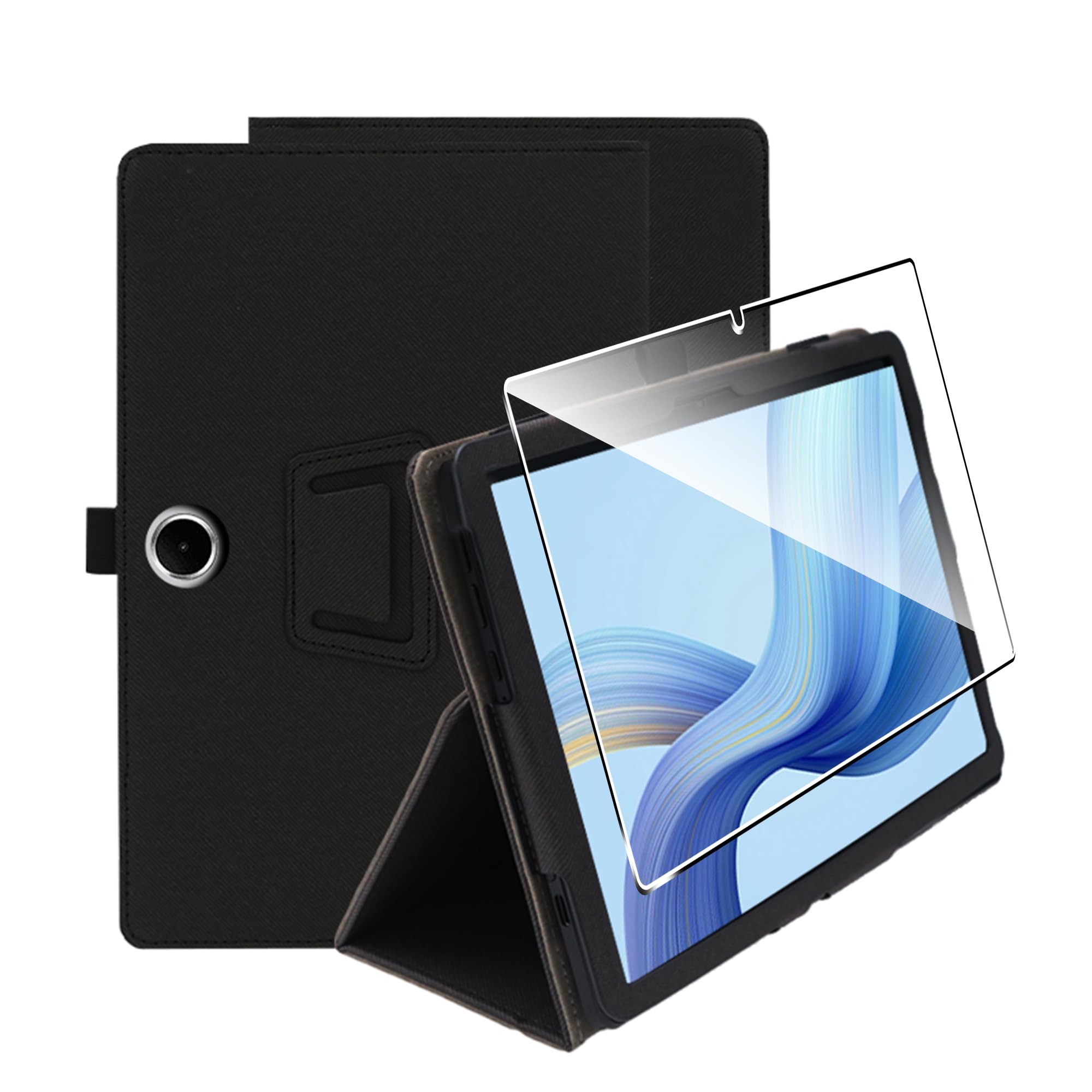 Coque pour Oppo Pad SE/OnePlus Pad Lite 11.0" Housse Protection Etui PU Cuir de Flip Case Cover + [1 Pièce] Verre Trempé Protection écran [Veille/Réveil Automatique] [Support Fonction] Noir