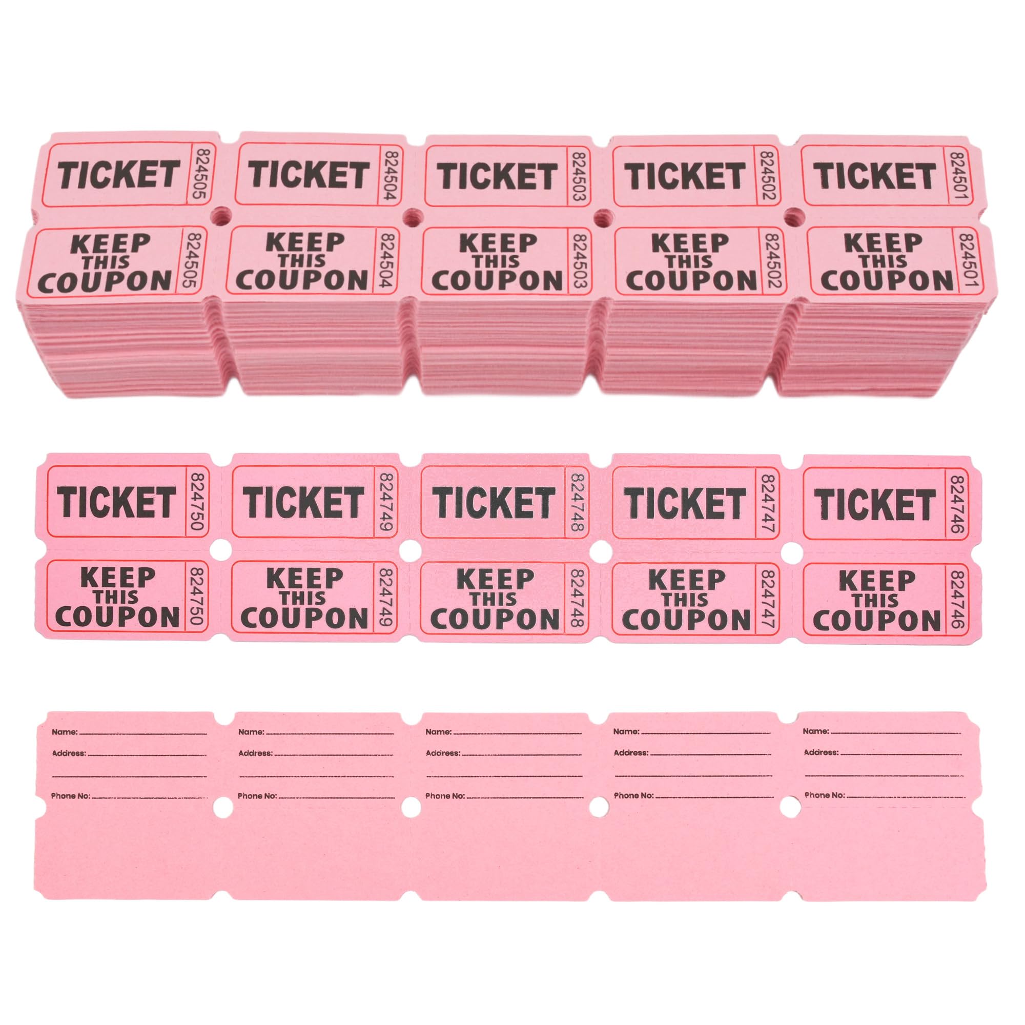 Homrelaxy 2000 Pcs 1000 Pairs Raffle Tickets, 50/50 Double Raffle Tickets