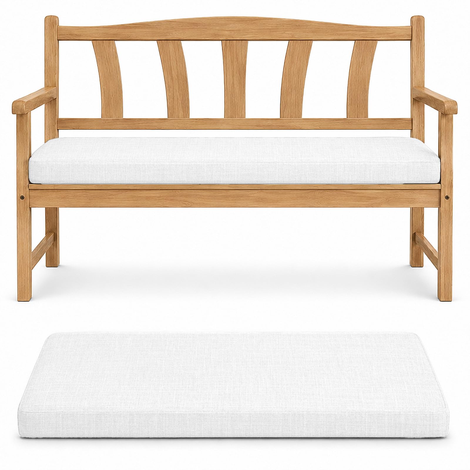 Coussin de banc 200x55x5cm blanc déhoussable pour intérieur et extérieur