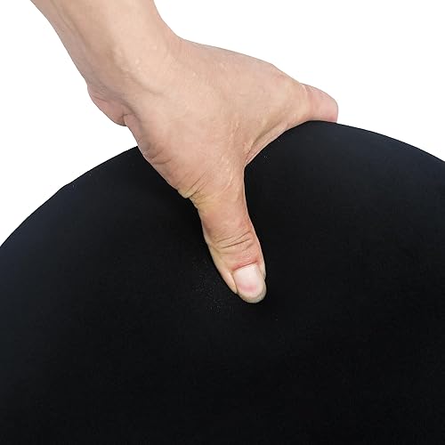 Miniatura 8 de Joveco Juego de 2 otomanas redondas de terciopelo para almacenamiento, reposapiés tapizado, mesa auxiliar con banda tejida para sala de estar y