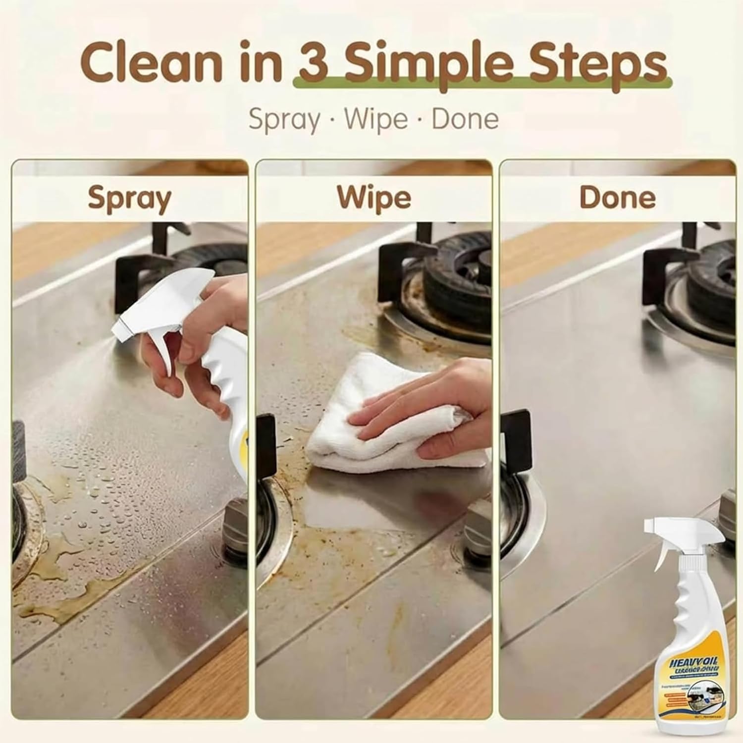 Multi-purpose Heavy Grime Duty Cleaner, Multi-purpose Heavy Oil Stain Cleaner, Heavy Oil Stain Cleaner Kitchen, Kitchen Degreaser Spray, For Range Hood, Oven, Pots and Cabinet (2pcs)