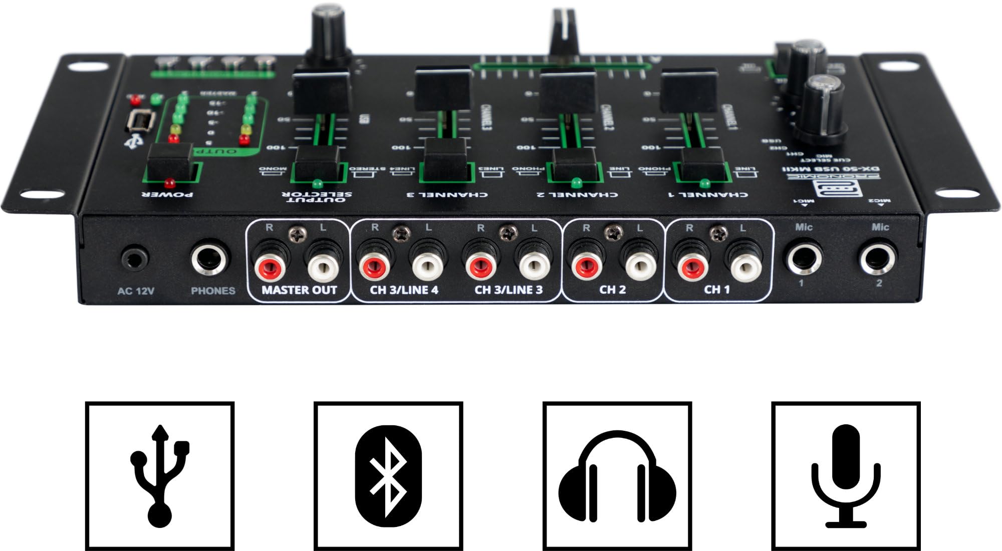 Pronomic DX-50 USB MKII Mixeur DJ 4 Canaux avec Bluetooth