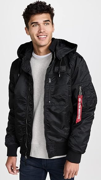 Amazon | Alpha Industries メンズ MA-1 フード付きリブボンバー