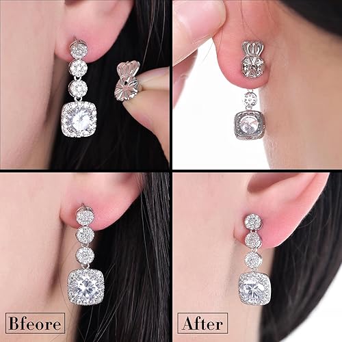 Miniatura 4 de 6 piezas de aretes para orejas caídas, ajustables, hipoalergénicos, seguros para aretes pesados (dorado)