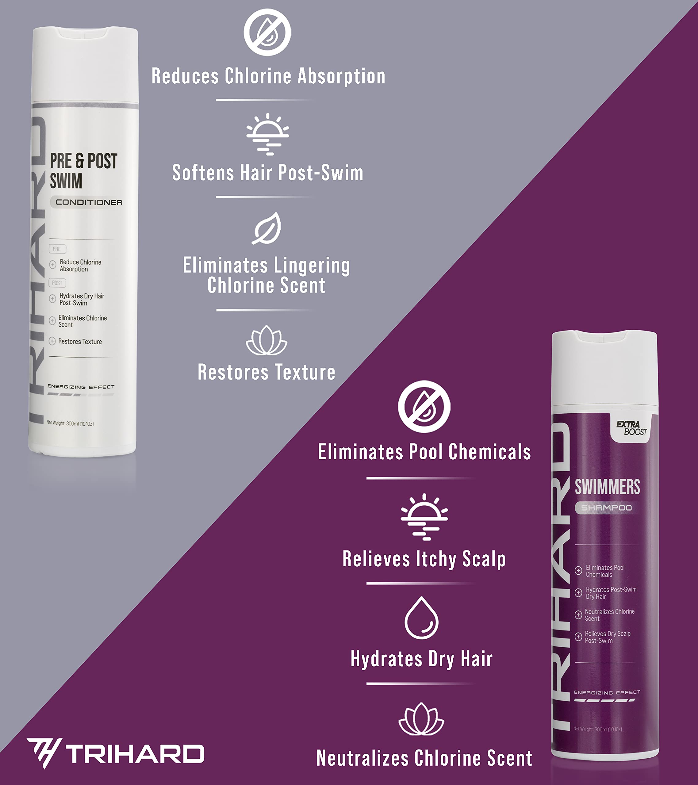 TRIHARD Swimmers Shampoo Extra Boost + Pre & Post Swim Conditioner