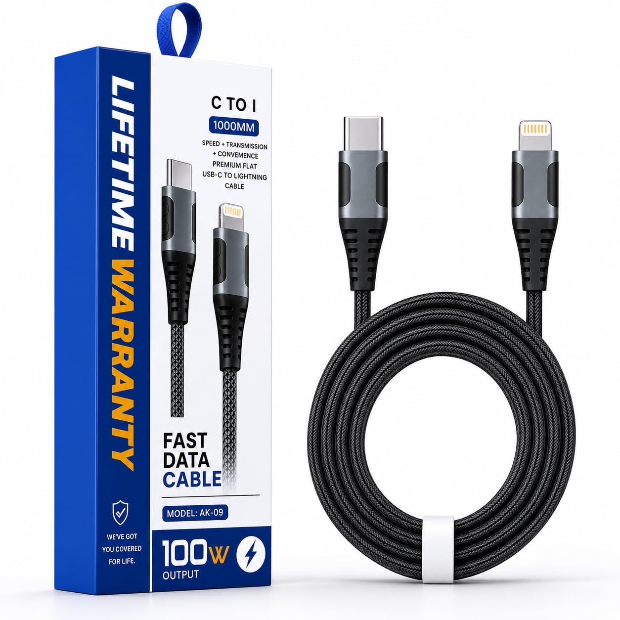 USB C to Lightning Cable 100W Fast Charging with [Lifetime warrenty] 3M Long Type C Cable, 5A Power Delivery, 480Mbps Data Sync, Braided Cord Compatible with All Devices by AIL-Kin-image-6