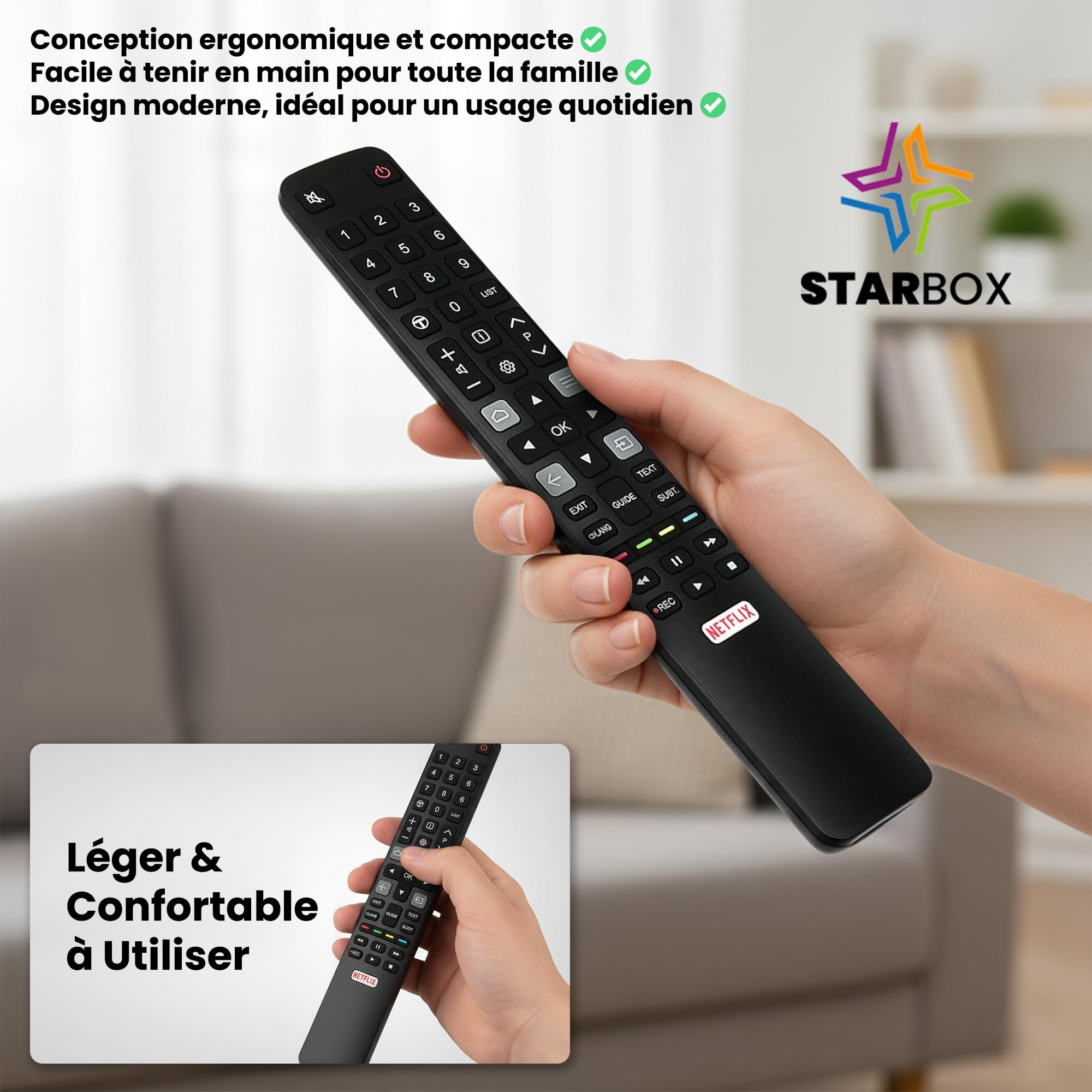 STAR BOX - Telecommande Compatible TCL ARC802N RC802N pour Thomson TCL Smart TV 4K UHD TV 32ES560 32ES580 40ES560 43EP640