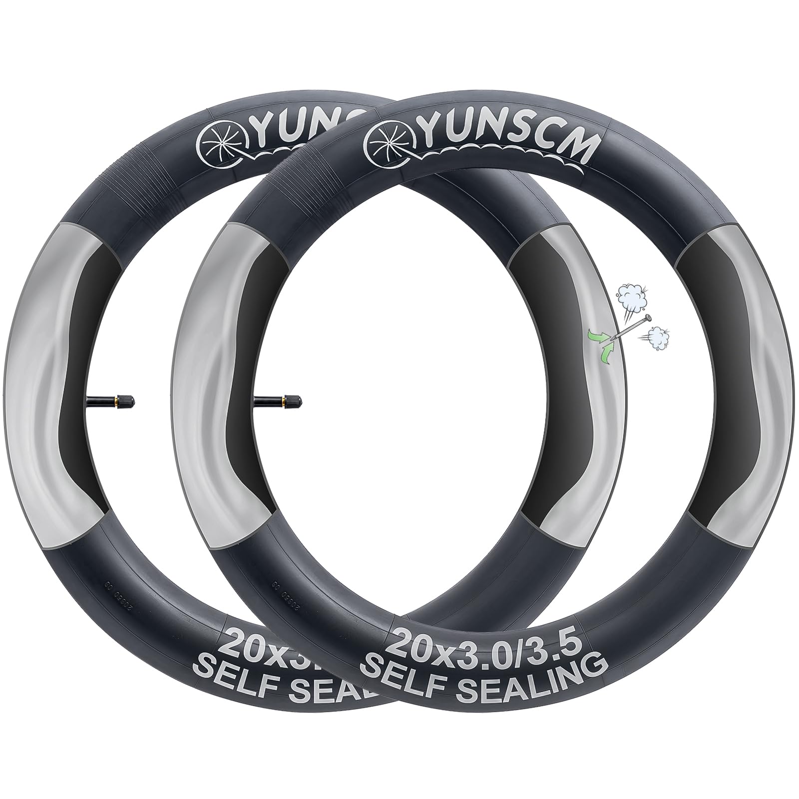 YunSCM 2 Pack Bike Tire Tube 20x1.90/1.95/2.00/2.10/2.125 SV34mm Schrader Valve 20 BMX Bicycle Tire Tubes Compatible with 20x2.10 20 x 1.90 20x1.95 20x2.00 0 20x3 2 .125 Mountain Bike Tires