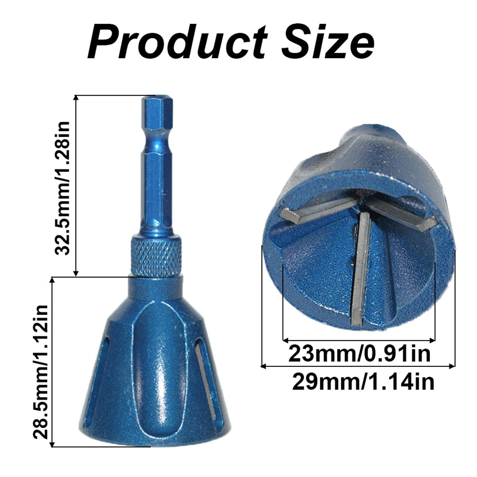 SEIWEI Blue Deburring External Chamfer Tool, with Carbide Blade, Deburring Chamfering Drill Bit, Remove Burr Tools Quick Release Hex Shank, Fit for 3-25mm (0.12-0.98in)